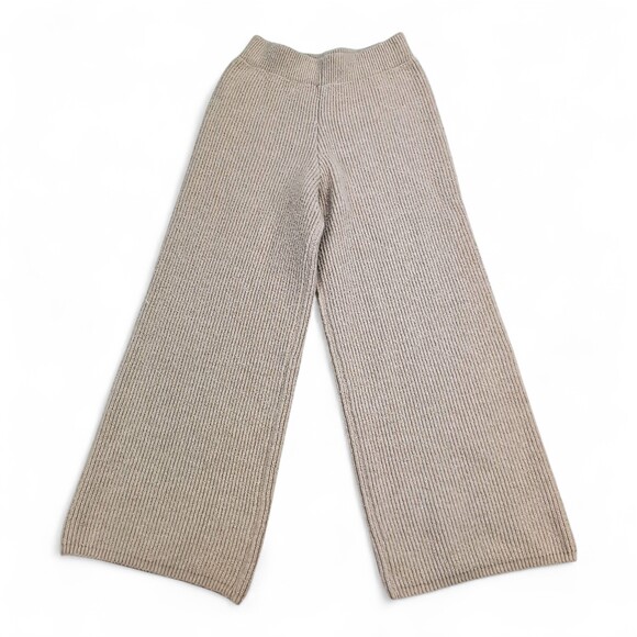 Miou Muse Pants - Miou Muse Ribbed Knit Wide Leg Pants M Beige